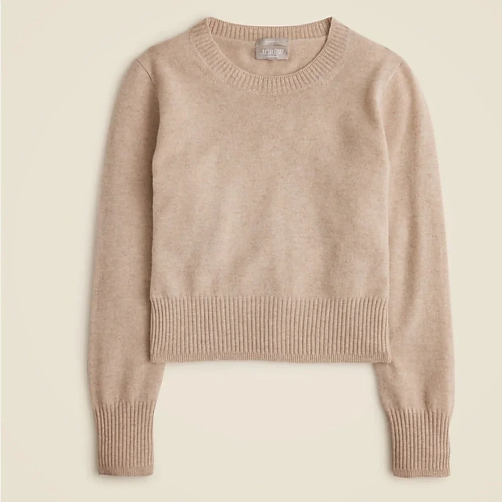 J. Crew Women's Cashmere Shrunken Crewneck Sweater in Heather Stone Sz.  XS NEW - Picture 3 of 8